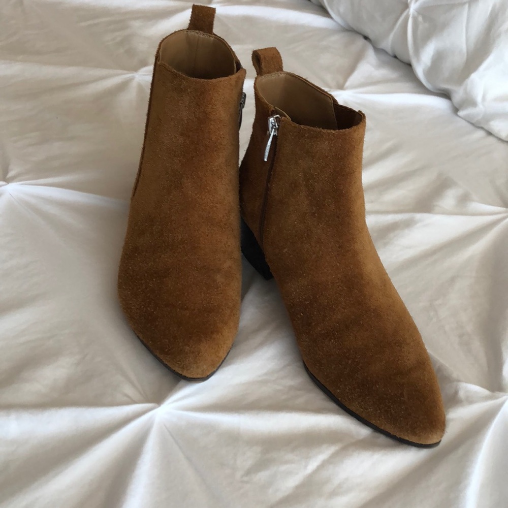 Brown suede booties